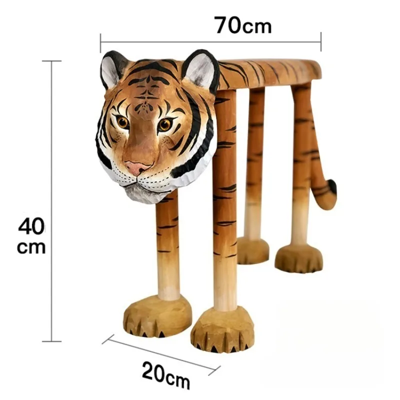 Solid Wood Footstool Creative Animal Shape Ottomans Removable Cartoon Shoe Changing Stools Living Room Furniture Accessory