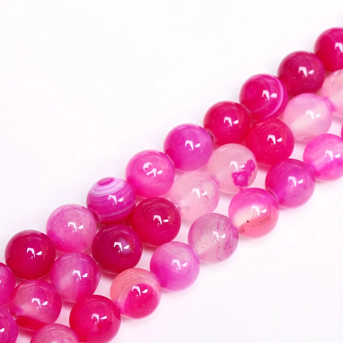 4/6/8/10/12mm Rose Red Striped Agate Natural Stone Round Loose Beads For DIY Bracelet Necklace Jewelry Accessories