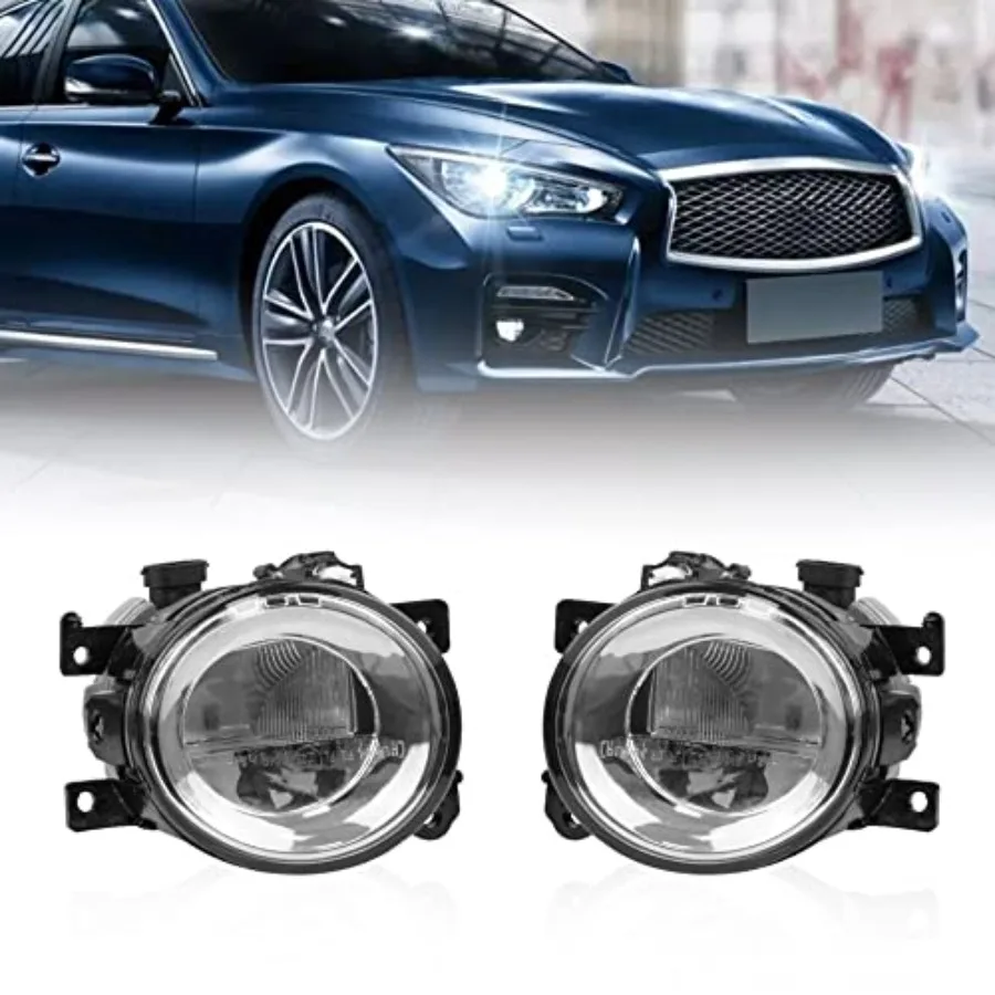 

Bumper Fog Lights Fit for Infiniti Q50 QX50 QX60 QX80 2015 2016 2017, 1 Pair Driver Passenger Side Front Bumper Fog Lights Asse