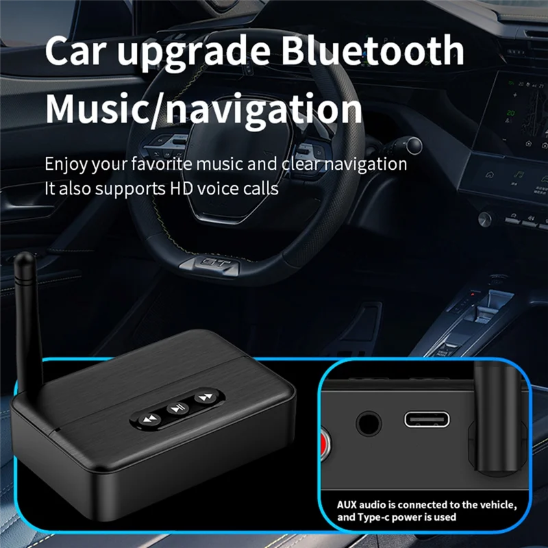 BNVN-Bluetooth-Adapter NFC Bluetooth 5.4 Audioempfänger 3,5 mm AUX RCA Stereo verlustfreie Musik USB U-Disk Wiedergabe für Lautsprecher