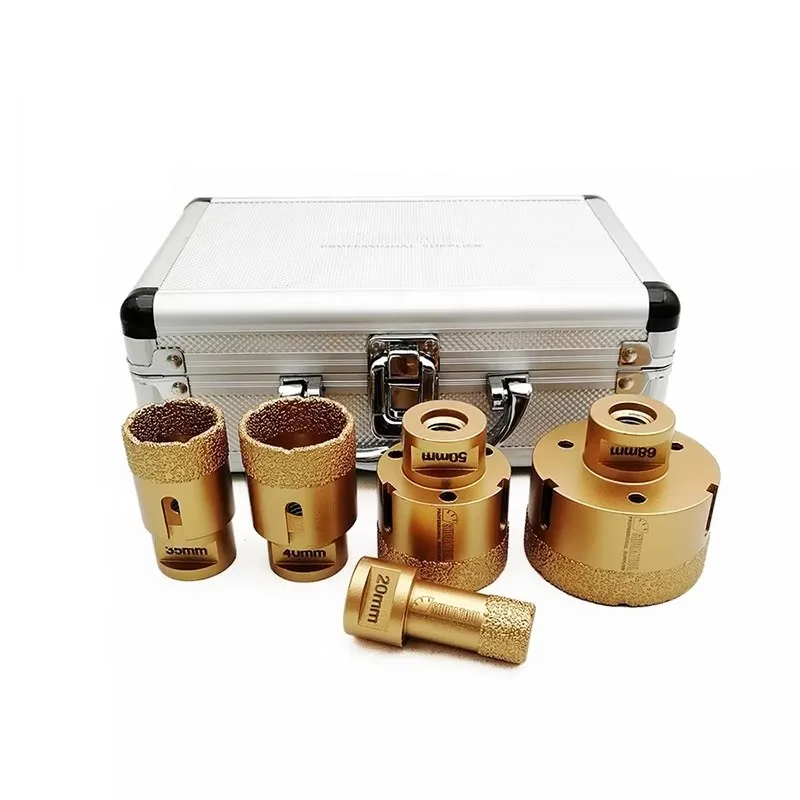 1Set 20/35/40/50/68mm Diamond Core Drill Bits Set Hole Saw Kit Vacuum Brazed Tile Cutter for Porcelain Granite Marble Stone