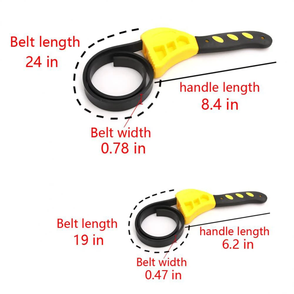 6/8 Inch Belt Wrench Oil Filter Spanner Set Rubber Band Wrench Can Opener Adjustable Water Pipe Pipe Multifunctional Wrench Tool