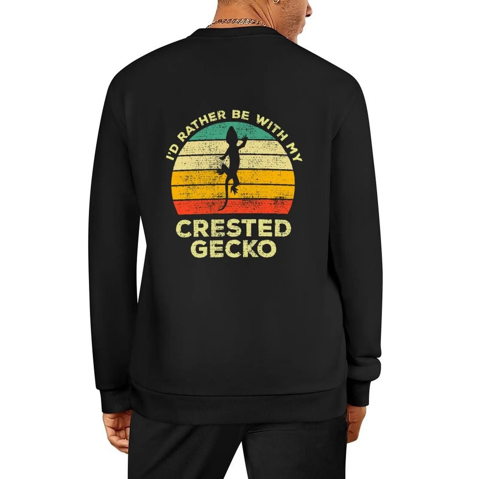 

I’d Rather Be With My Crested Gecko Vintage Gift For Gecko Owners Pullover men's clothing clothes for men sweatshirt for men