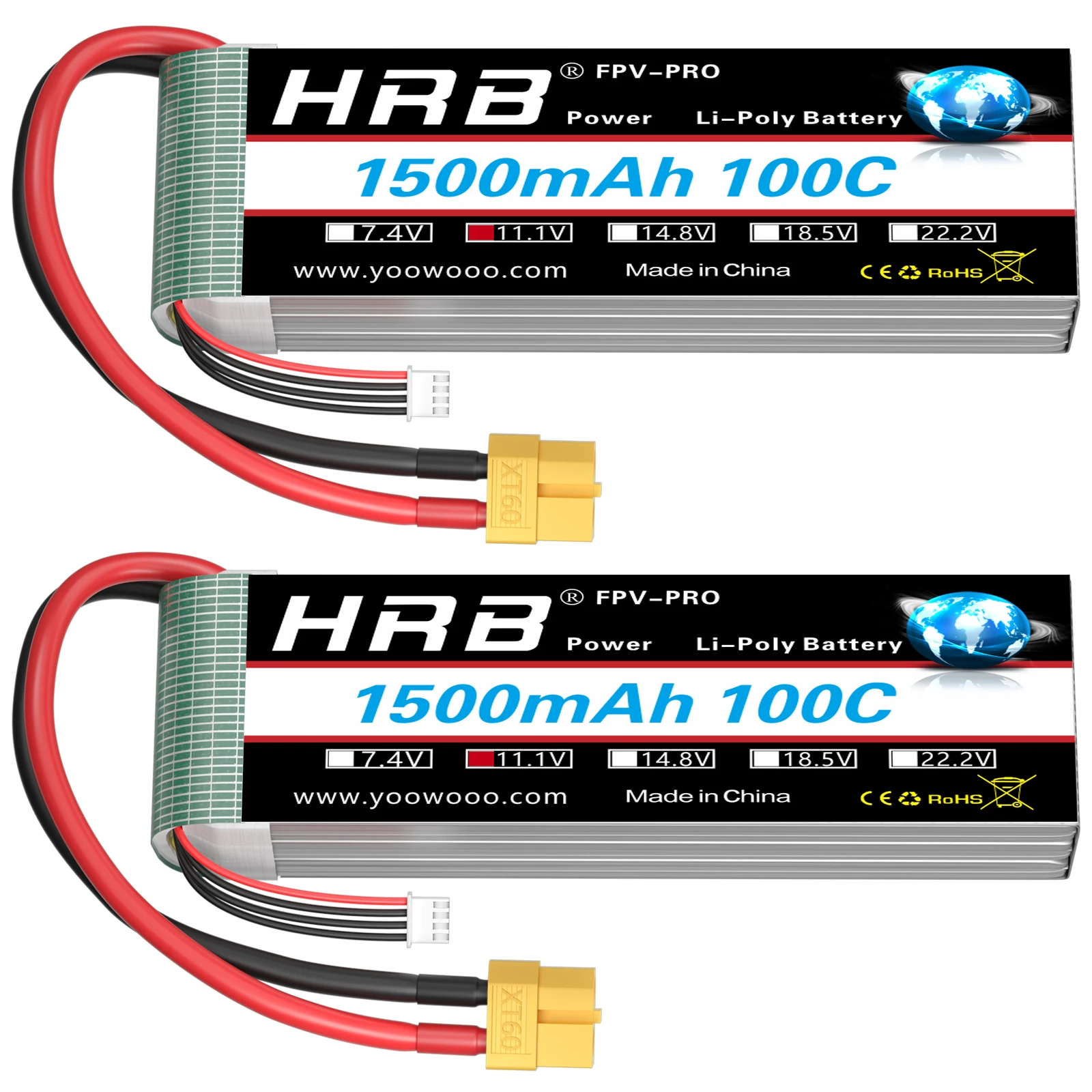 HRB 11.1V 3S 1500mah Lipo Batterij XT60 100C 65C Voor RC FPV Vliegtuigen Drone Racing boot Auto Onderdelen