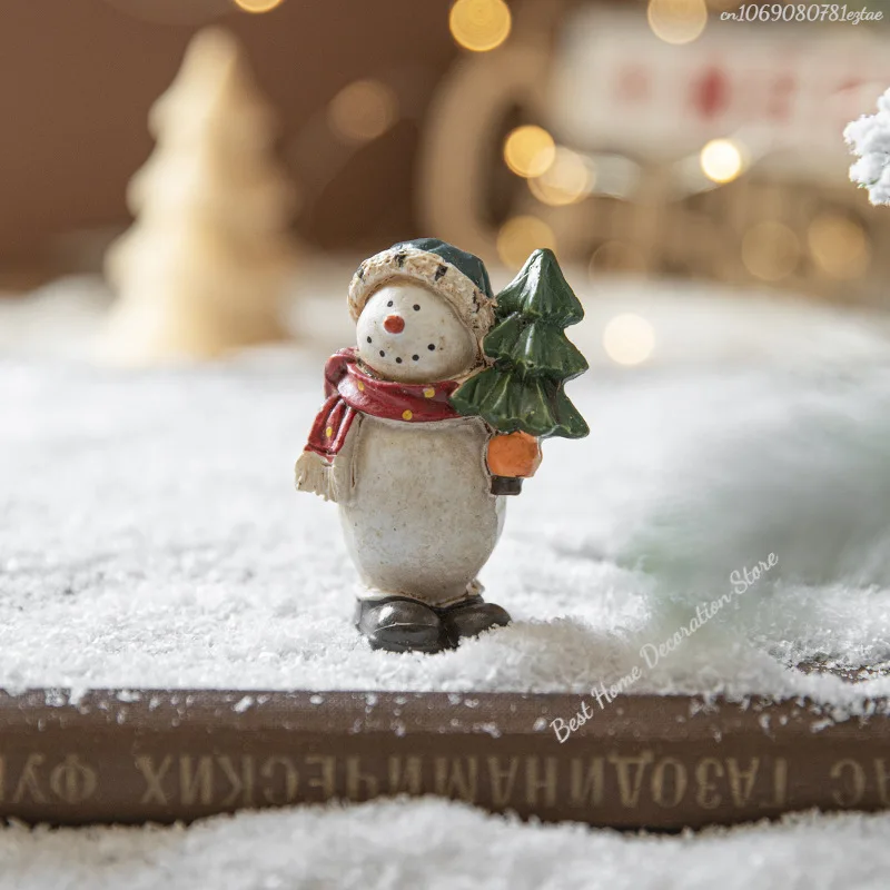 Resin Christmas Snowman Ornament Painted Creative Desktop Ornament Figure Statue Mini Snowman Xmas Decoration - Image 5