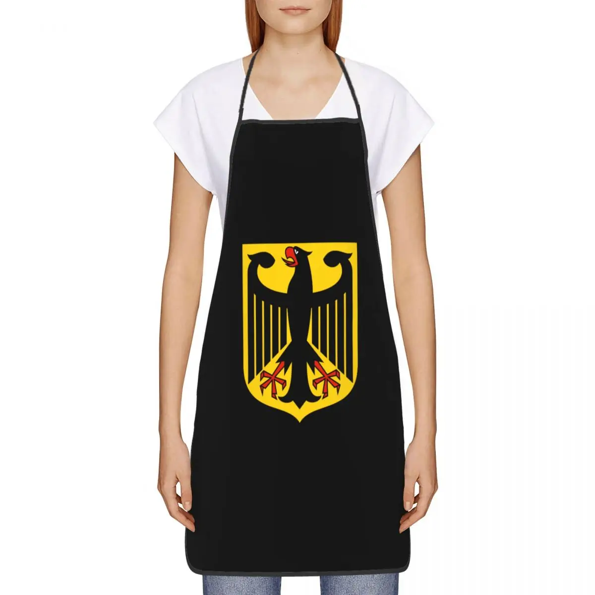 Custom Bib Coat Of Arms Of Germany Aprons Men Women Adult Chef Kitchen Cooking German Flag Eagle Tablier Cuisine Gardening