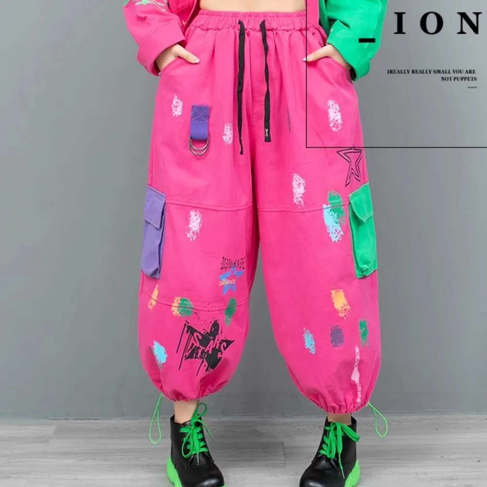 

Age Reducing Print Splicing Lantern Pant Women 2024 Autumn Denim Jeans LX1927