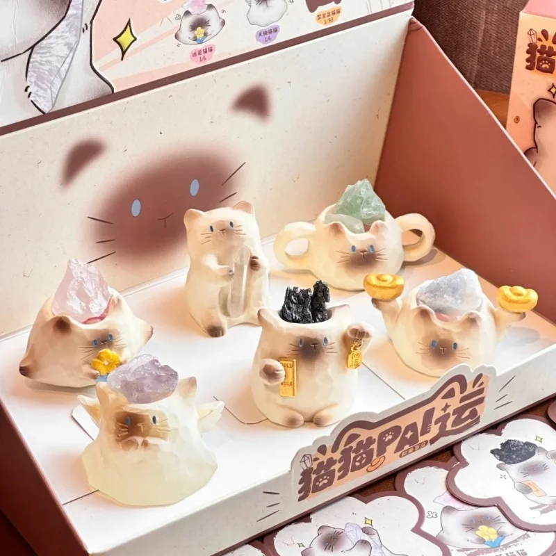 

Cute Cat Pai Crystal Blind Box Figurine Cute Siamese Cat Creative Office Desk Decoration Item Fashionable Surprise Gift Girl toy