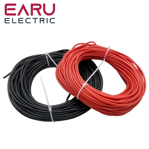 10 metros/lote Cable de silicona eléctrico suave resistente al calor 8 10 12 14 16 18 20 22 24 26 28 30 AWG 5M Color rojo y 5M negro