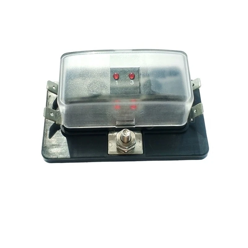 For Car Fuse Box 4 Road 6 Road 10 Road, Multi-way Fuse Holder RV Yacht with LED Light Box, Modification Supplies