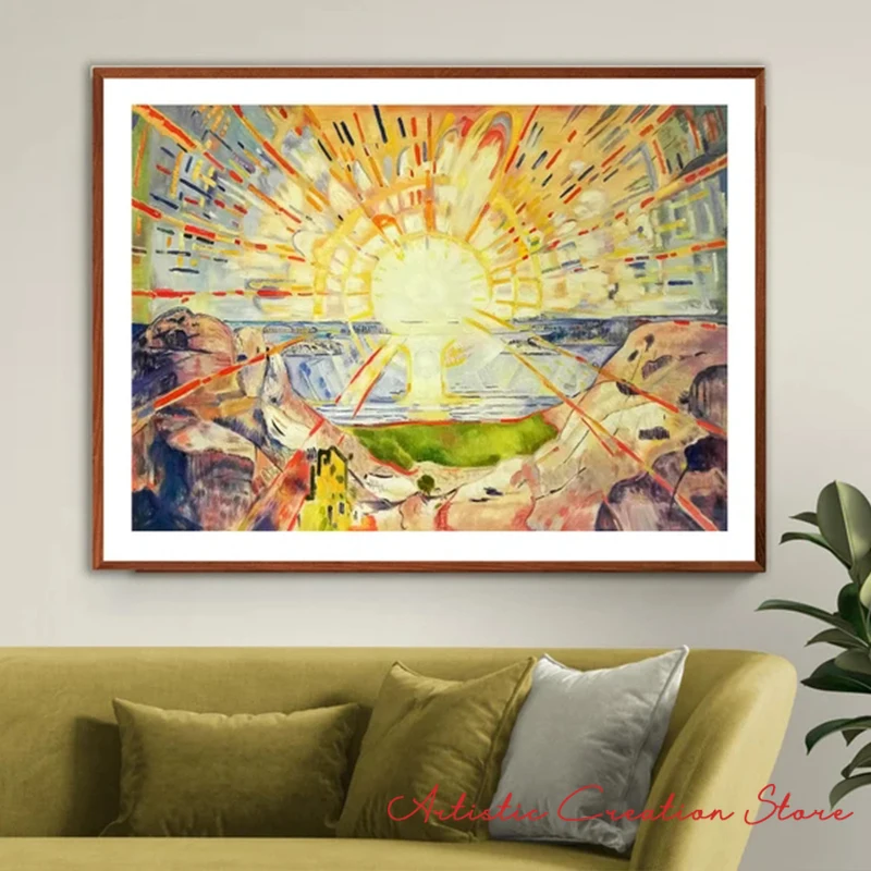 The Sun By Edvard Munch  Expressionism Fine Art Print Canvas Painting Posters for Modern Living Room Office Wall Art Home Decor