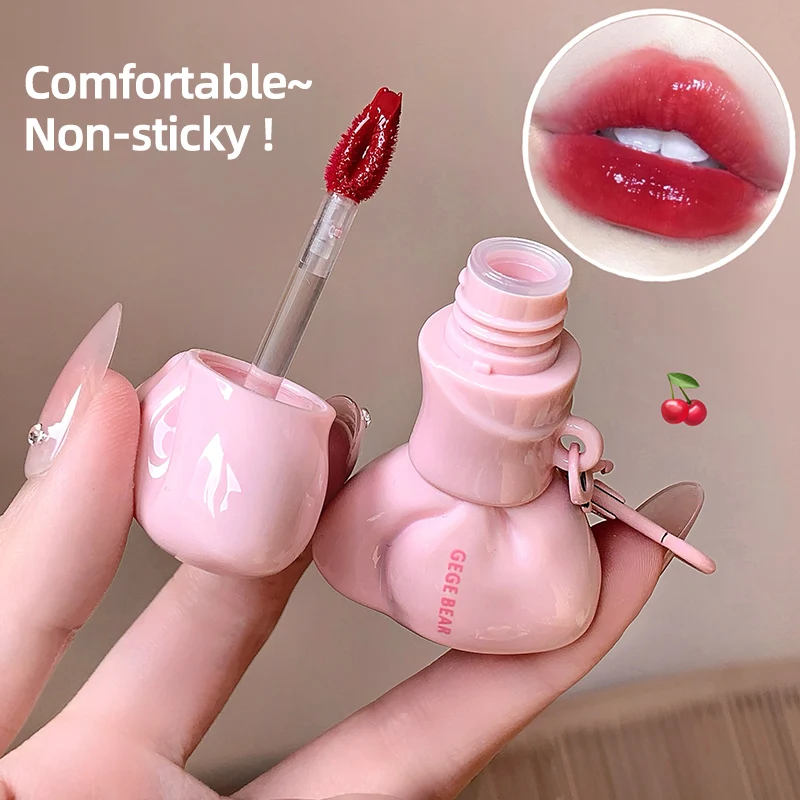 GEGE BEAR Bow Lip Gloss Non-Sticky High Shine Moisturizing Tinted Lip Oil Long Lasting Plumping Glossy Lip Tint Keychain Makeup view 3