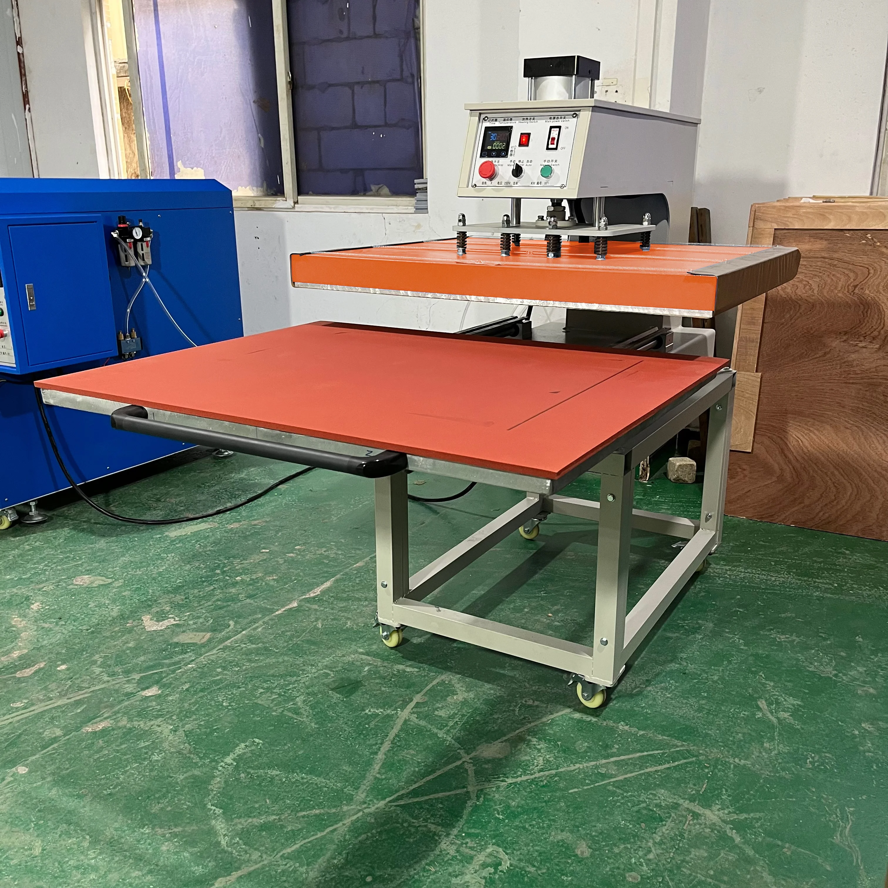 آلة نقل الحرارة بالضغط المفتوح الهوائية لوحة التسامي المطلية بالحديد من الألومنيوم مع مقبض سحب #4