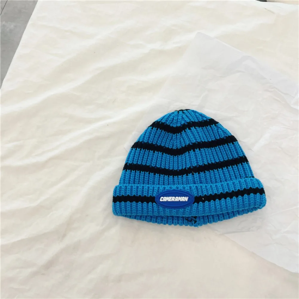 Warm Children's Hats Comfortable Breathable Striped Knitted Hat with Cuffed Edge Windproof Children's Winter Hats