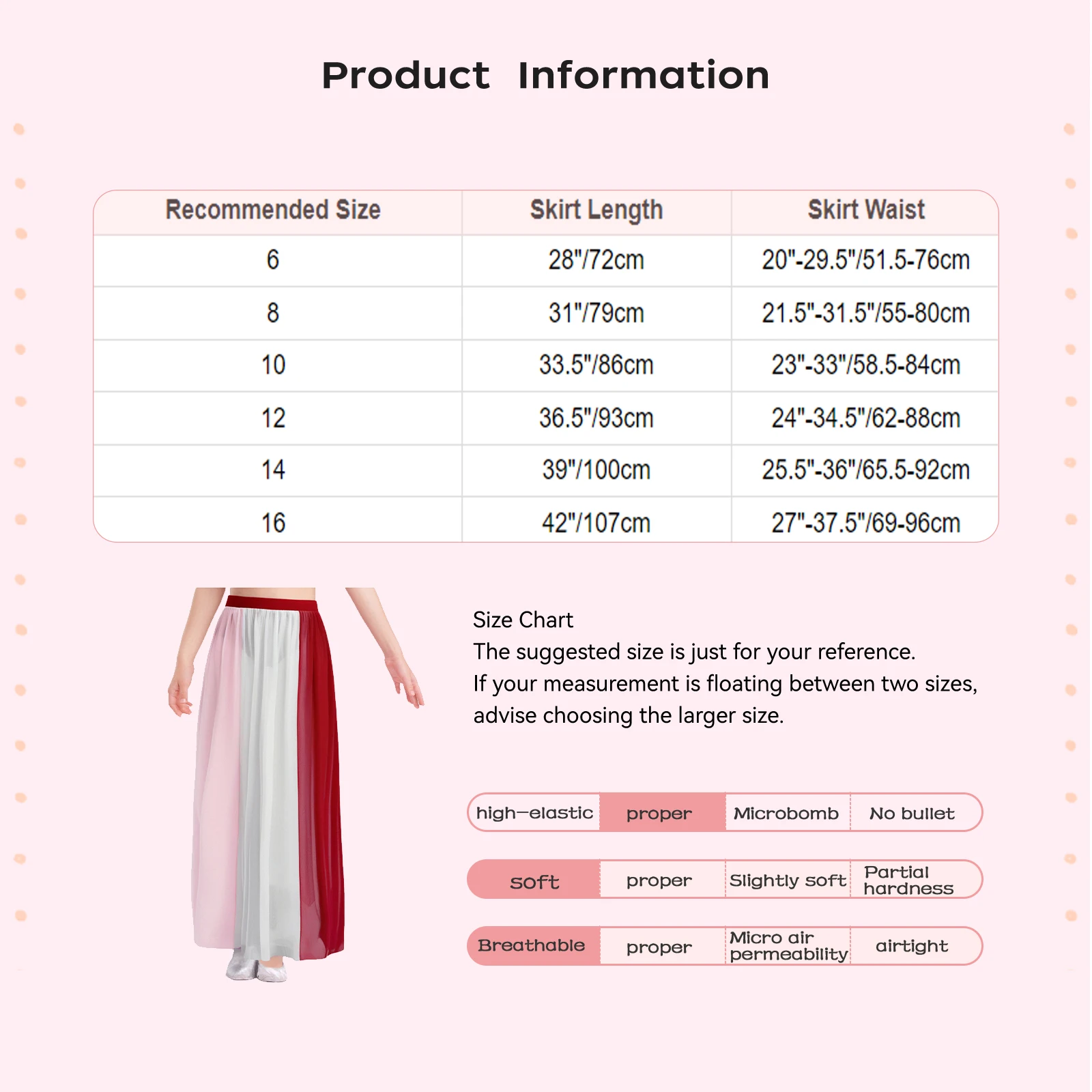 กระโปรงเต้นรำสำหรับเด็กผู้หญิง กระโปรงเต้นรำลิริคอล โมเดิร์น สำหรับการแสดงบนเวที ชุดแสดงเต้นรำ กระโปรงยาวผ้าชีฟองพลิ้วไหว แต่งสีตัดกัน กระโปรงบัลเลต์