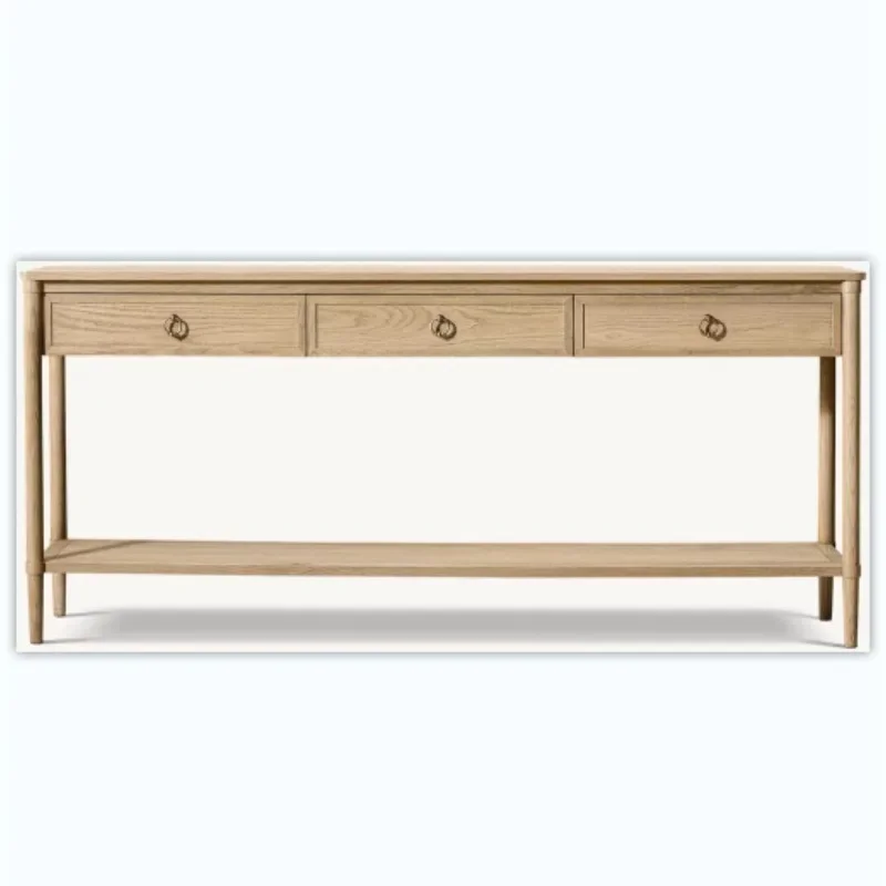 

American country solid wood dining table high-end luxury villa room simple dining table