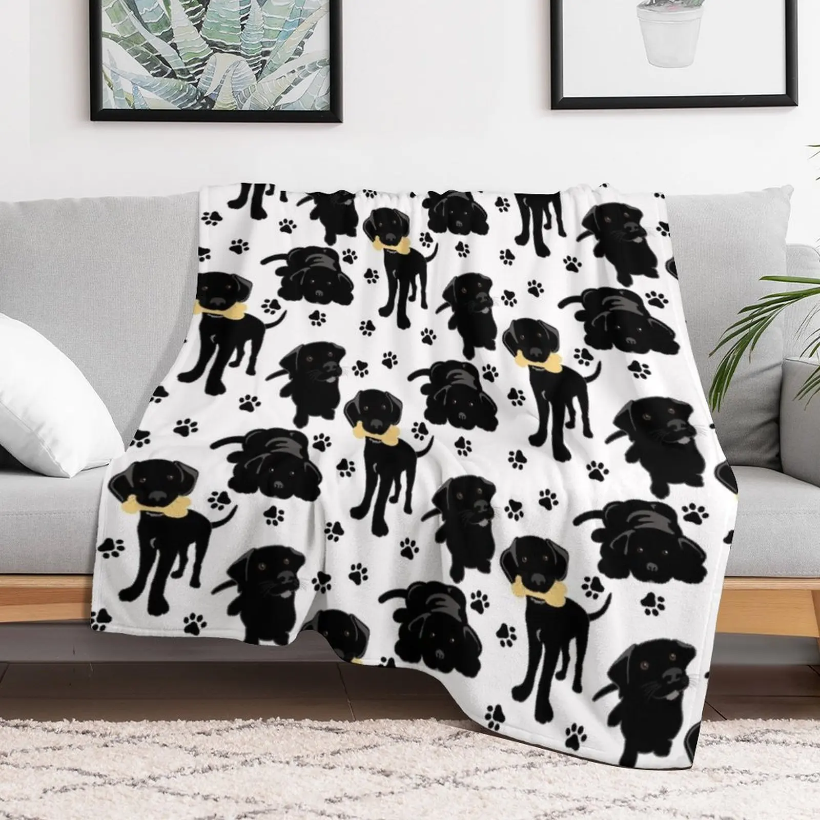 Black Lab Puppies Throw Blanket Thermal Kid'S Soft Big Blankets