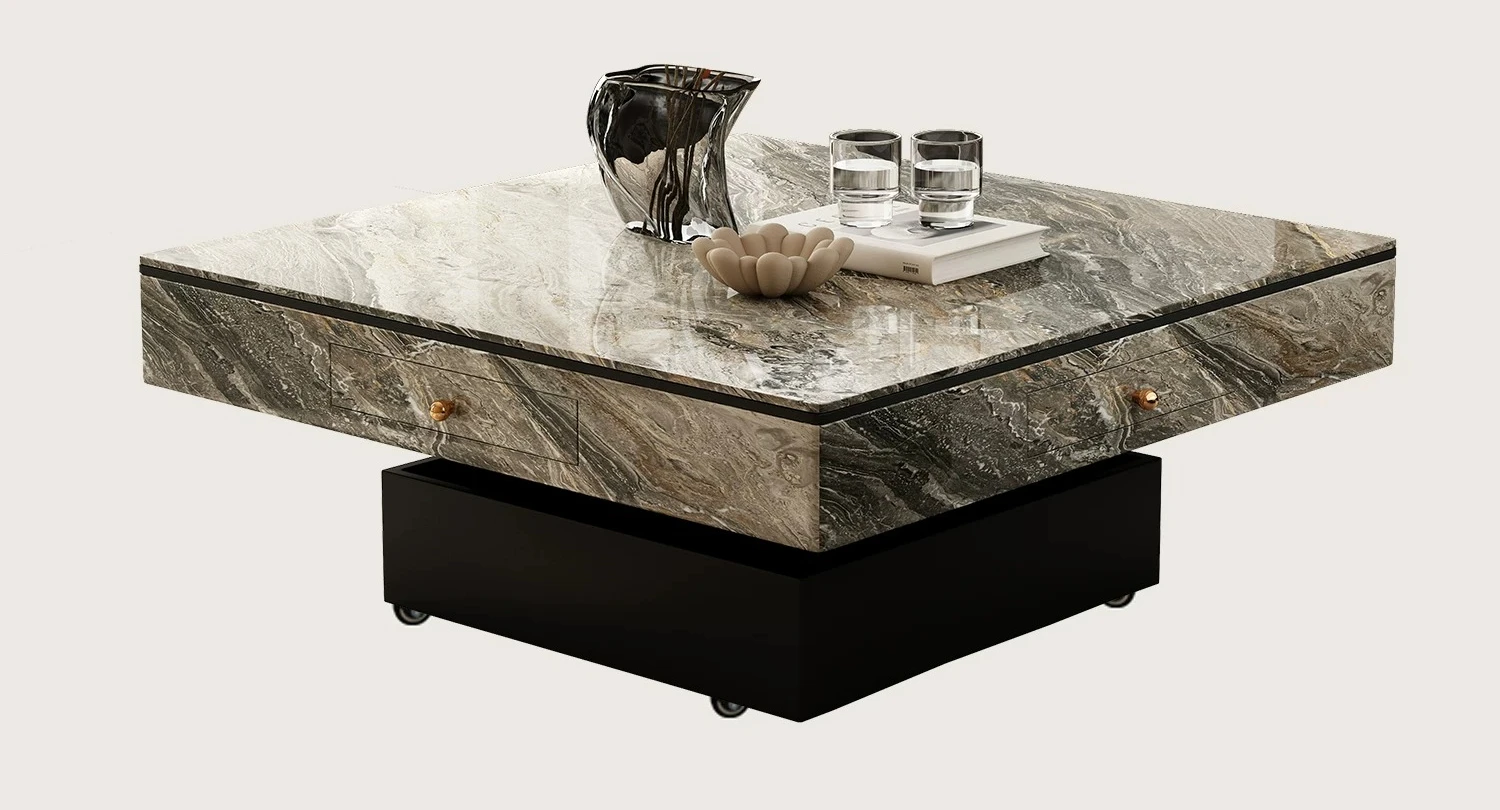

Rock slab lifting dual-purpose automatic multi-functional coffee table mahjong machine dining table integrated household