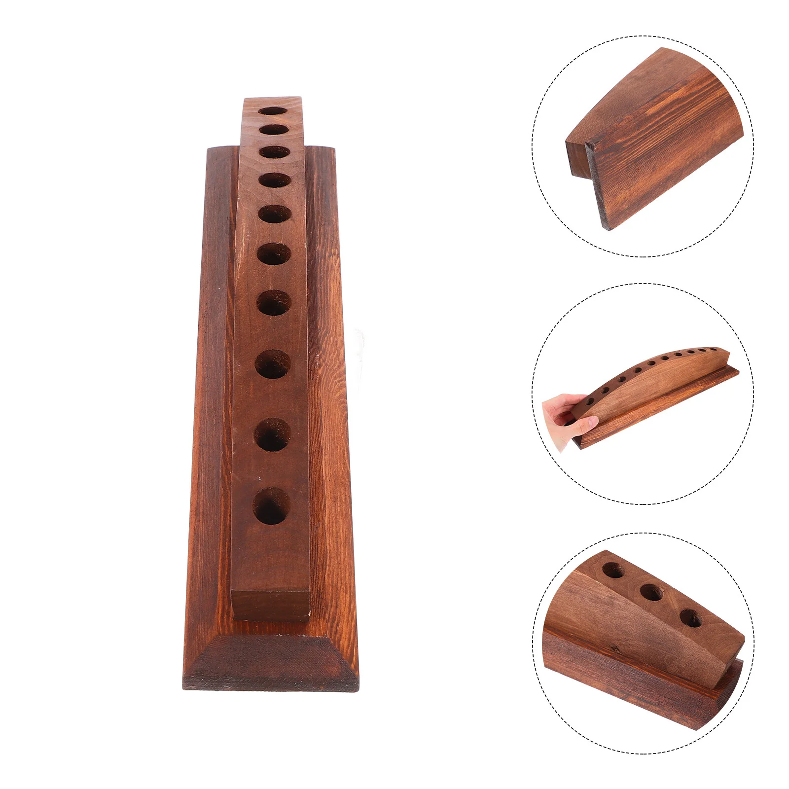 

Wooden Pen Holder Multi Holes Desk Storage Rack Stationery Organizer Office School Supplies Pen Display Stand Wood