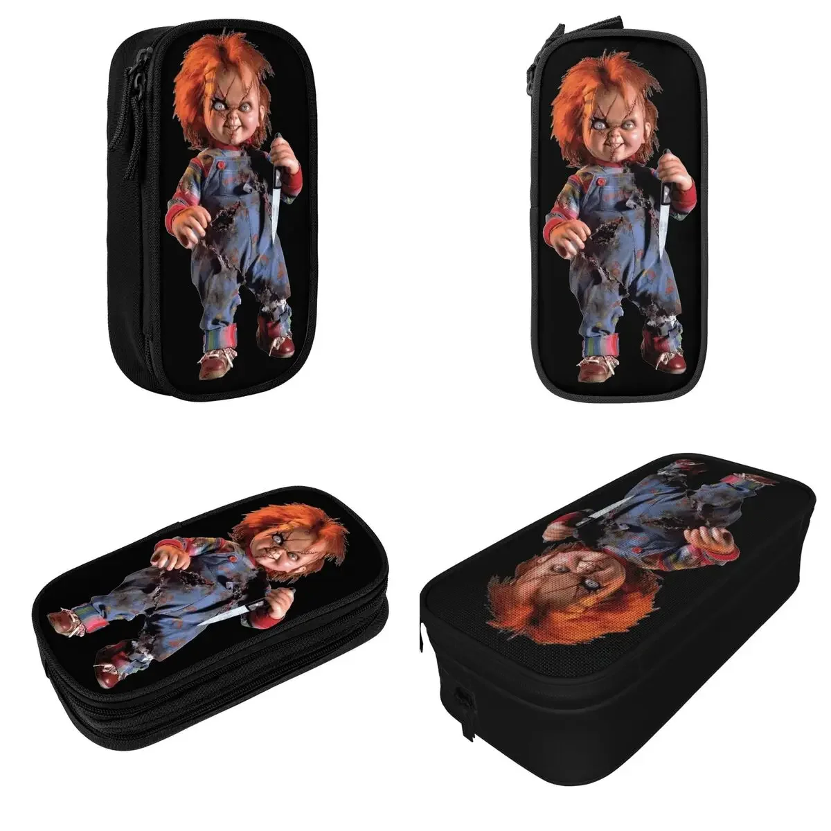 

Chucky Child's Play Doll Horror Pencil Case Pen Holder Bags Girl Boy Large Storage School Supplies Zipper Pencilcases