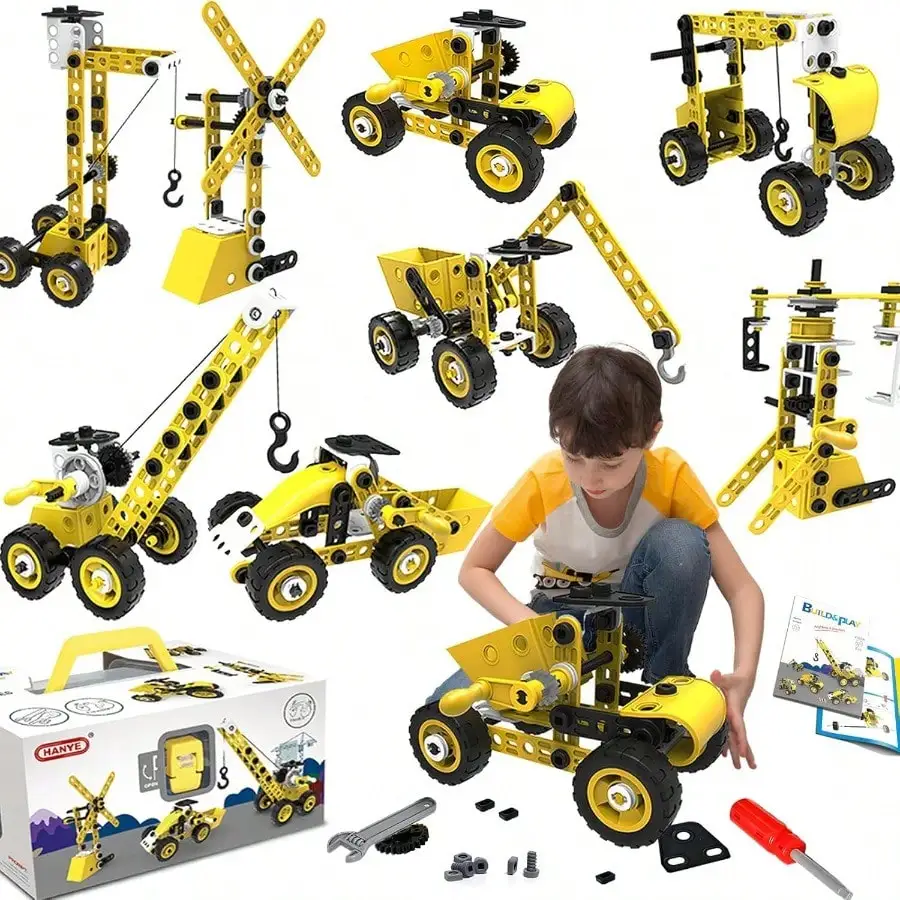 

10 in 1 Building Blocks, Engineering Excavator Construction Toy for Kids 3+
