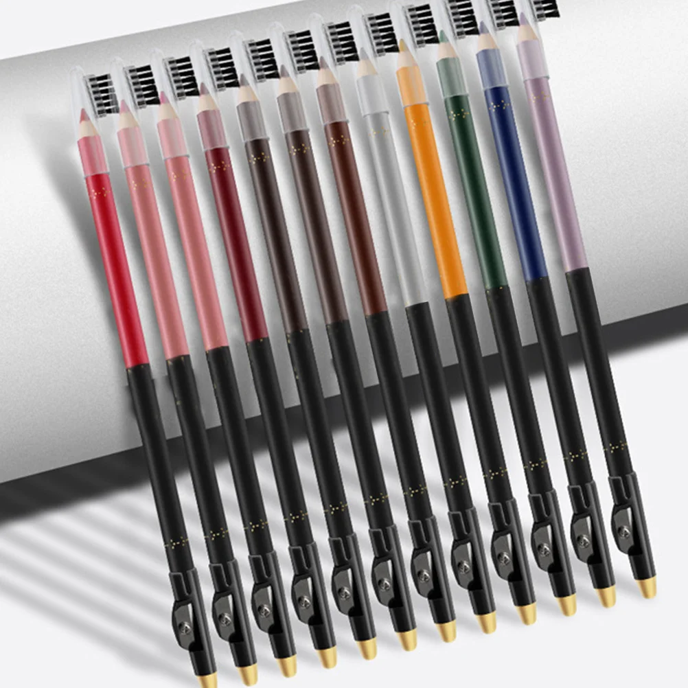 12Pcs Waterproof Lip Liner Set Matte Long Lasting Eyeliner Pencil Natural Durable Colorful Eye Makeup Tool Eye Makeup Pen
