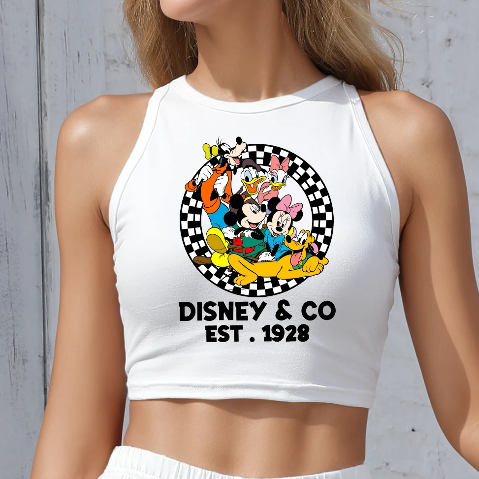 

Disneyland Anime Mickey Creative Printed Women Crop Top Streetwear Sleeveless Camisole Harajuku Summer Female Minnie Tank Tops