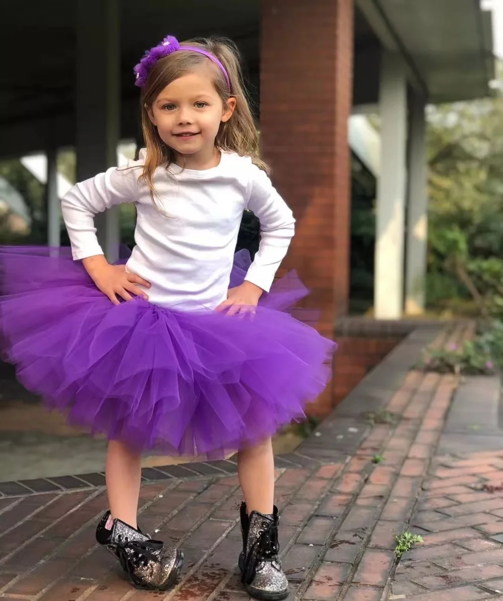 Solid Purple Tutu Skirt Outfit for Baby Girls Birthday Party Tutus Halloween Costumes for Kids Toddler Photo Shoot Tulle Skirts