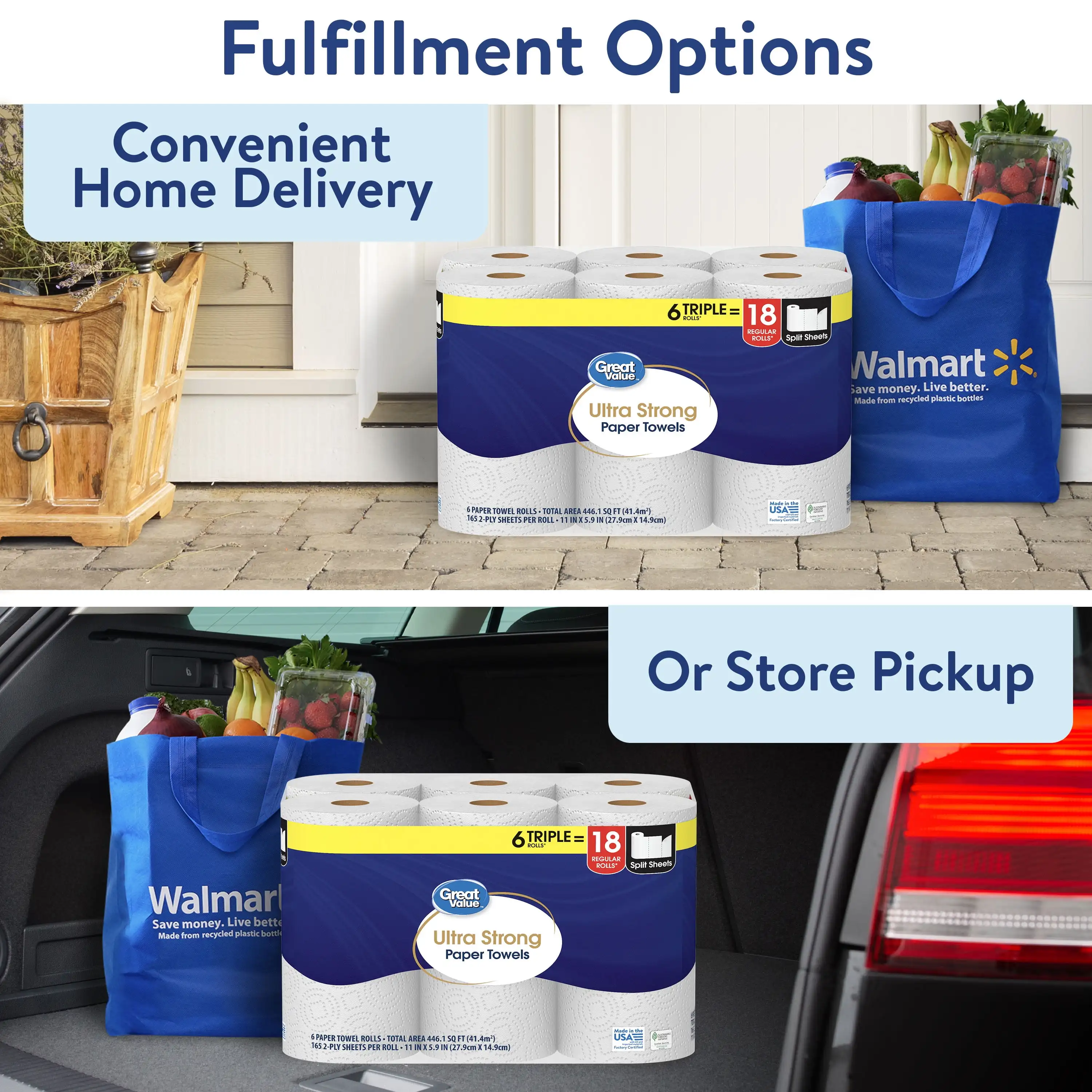 Ultra Strong Paper Towels, 6 Double Rolls