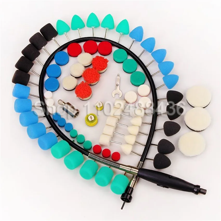 Mini Polishing Pad Car Detailing M14 Drill Polish Pads Sponge Flexible Shaft Buffing Wheels Kit Auto Polisher Machine Set ﻿