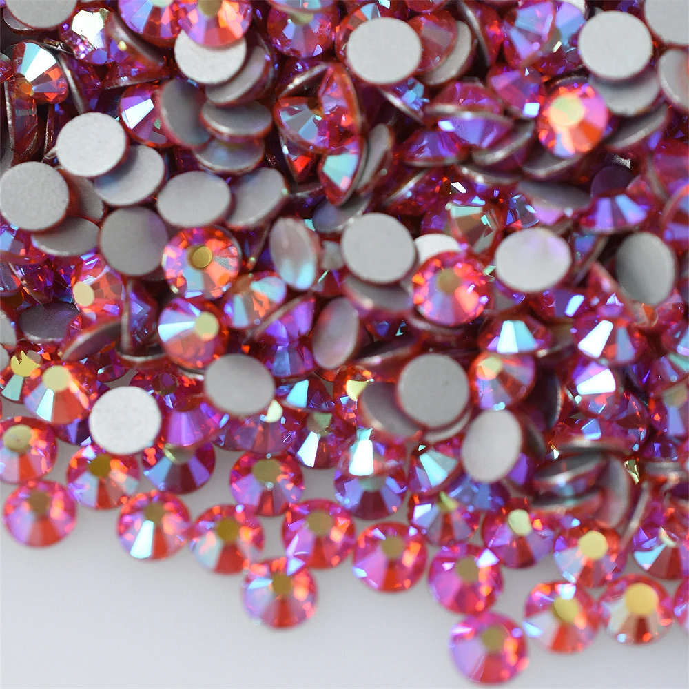 SS3-30 1440PCs Hyacinth AB Glass Nail Art Decorations Flatback Rhinestones Non HotFix Crystal Orange Red Crystals Diamond