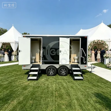 Heavy Duty Double Axle Dual Stall Mobile Restroom Trailer Portable Luxury Toilet Trailer For Outdoor Wedding Construction Site