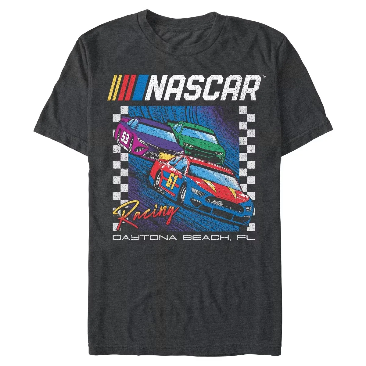 NASCAR Colorful Racing Cars Daytona Beach Graphic T-Shirt Cotton Men Women Streetwear Tee