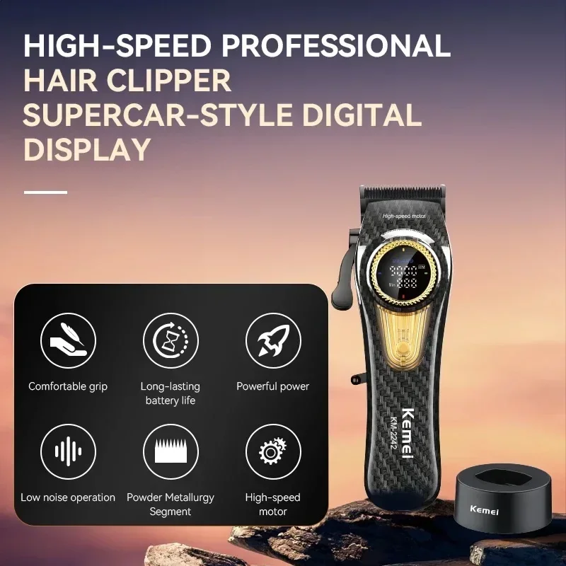Kemei 2242 Hair Clipper Barber Electric Professional Cordless Hair Trimmer Rechargeable Fade Hair Cutter Cutting Machine for Men
