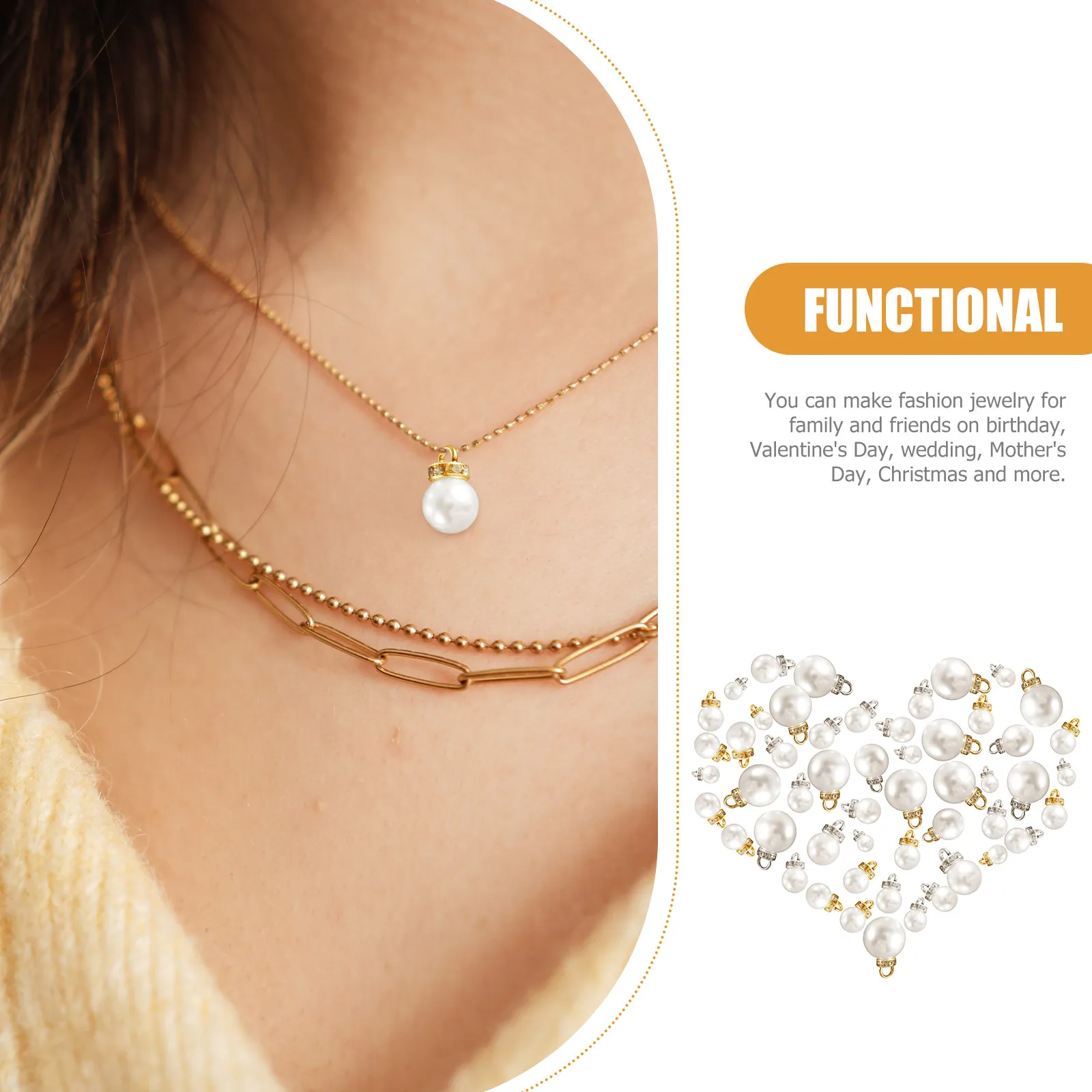 50pcs Pearl Pendant Charms For Jewelry Making Diy Earring Necklace Bracelet Decorative Pendants Craft Supplies Mini Charms