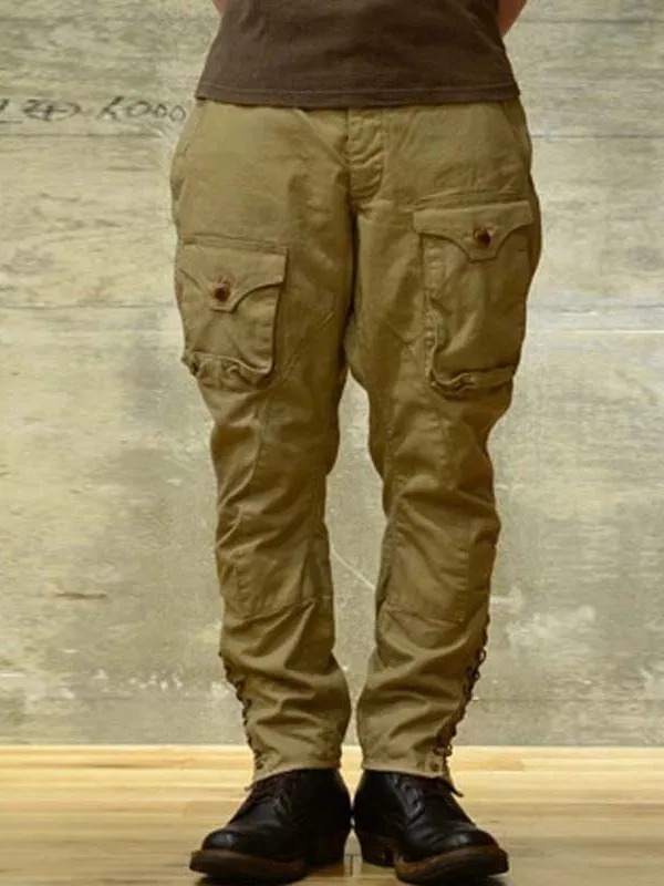 

Khaki Pure Cotton Vintage Work Pants Casual Loose Fit Canvas 9-Pocket Spring New Style Trendy Youth Leisure Trousers