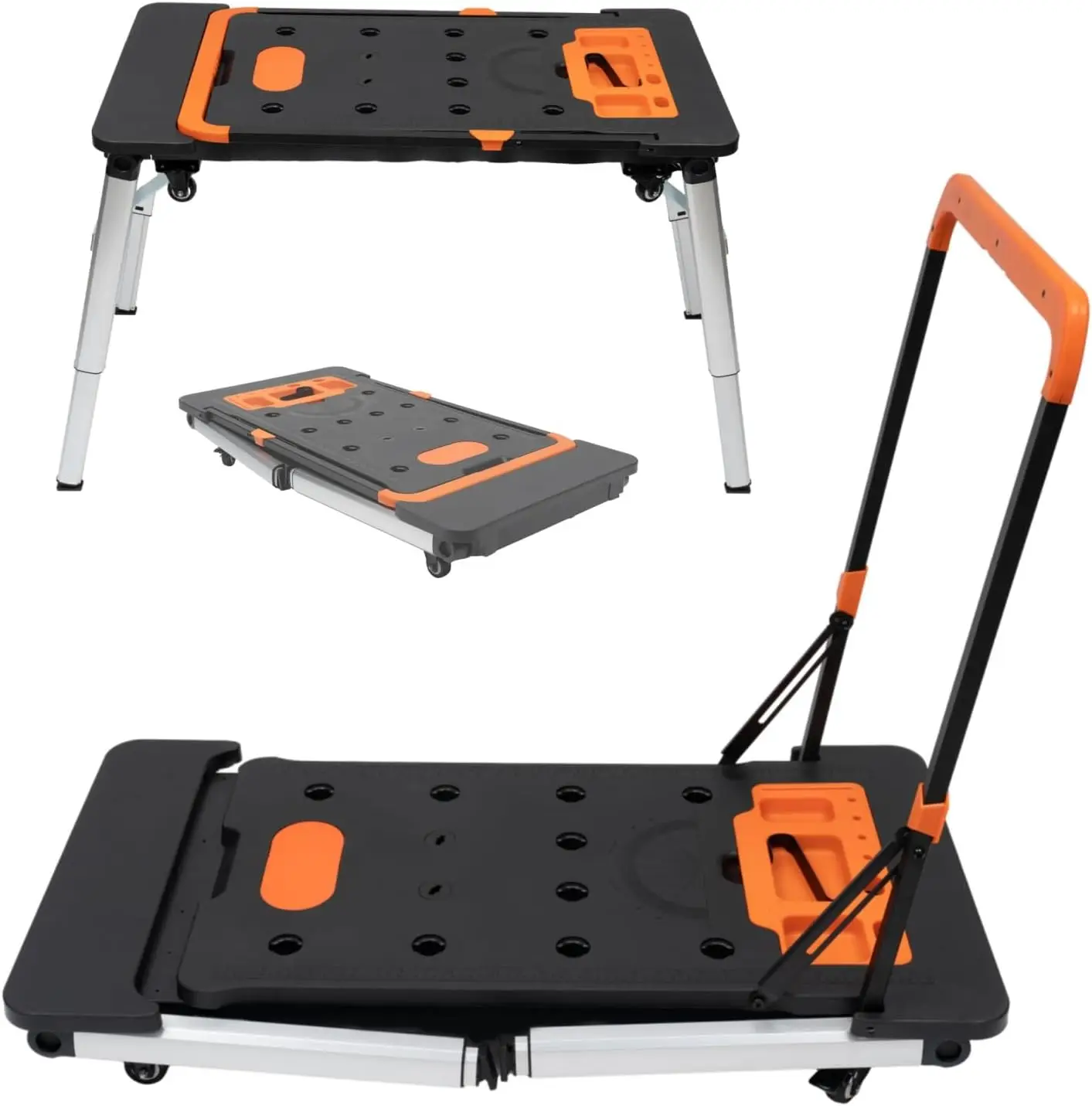 7 In 1 Folding Workbench Sawmill Garage Scaffolding Platform Car Climber Cart 550Lbs 4 Wheels
