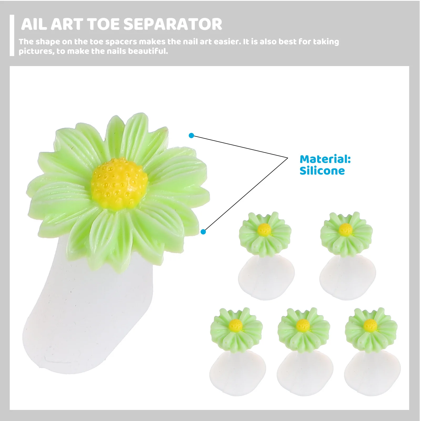 

24Pcs Silicone Toe Separator Flower Design Soft Pedicure Tool Nail Art Toe Spacer Manicure Accessory Pedicure Separator