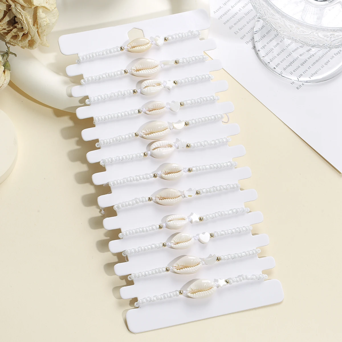 

12 шт./компл., раковина, морская звезда, подвески, набор браслетов, красочные смоляные бусины, регулируемый браслет из веревки для женщин, ювелирные изделия, подарки