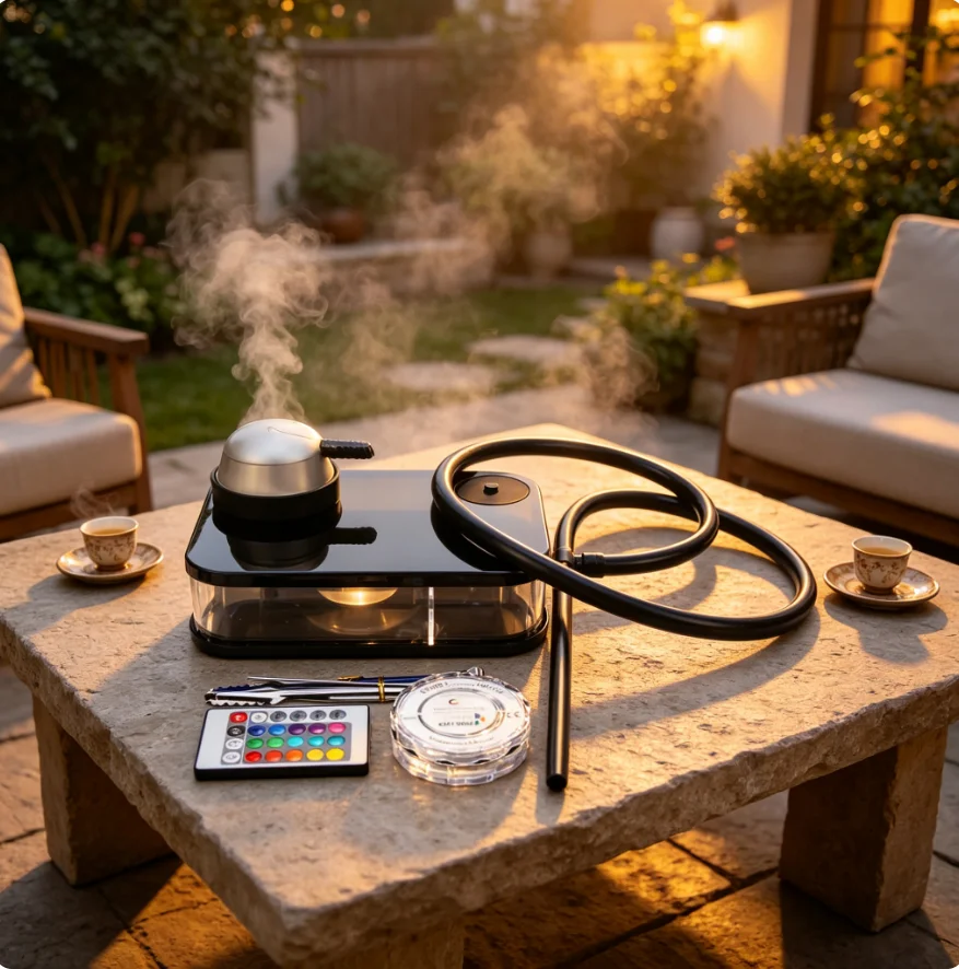SAcrylic Hookah Set Shisha Box  with 1 Hose LED Light Nargile Sheesha Chicha Narguile Cachimbas Water Pipe Shisha Hookah Smoking