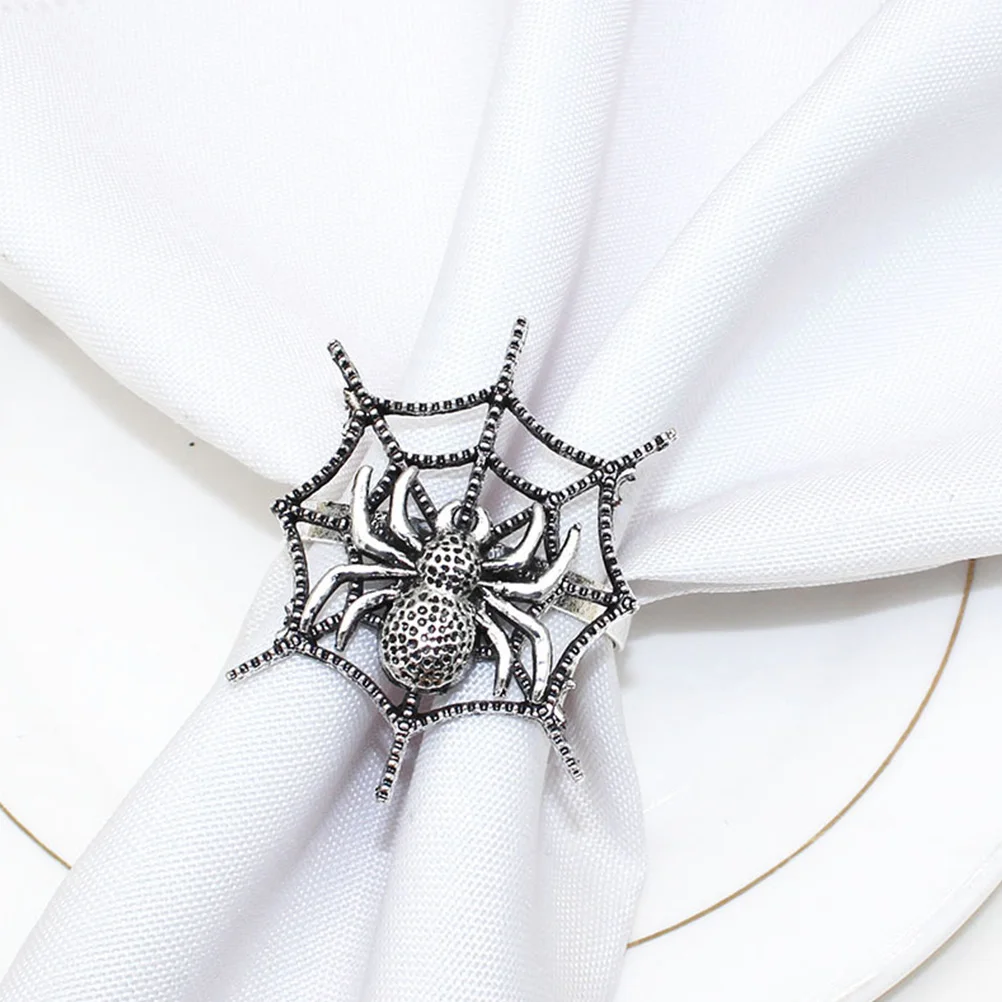

6pcs Napkin Ring Set Alloy Spider Shaped Bright Color Decorative Party Buckle Festival Supplies Wedding Tablecloth Accessories