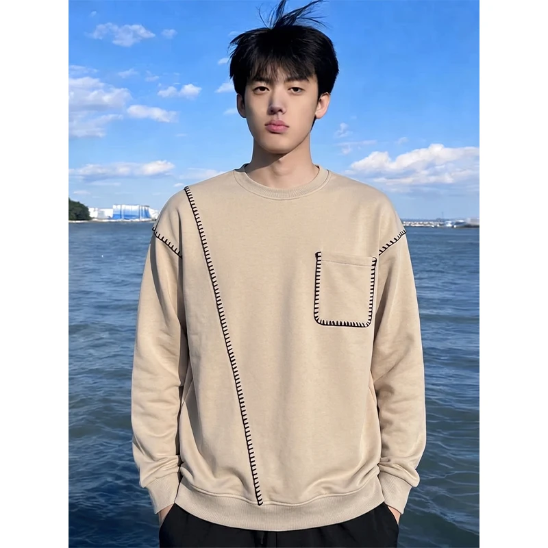 2026 Autumn Men's Fashion Casual Cotton Special Embroidery Multi-Functional Sweater