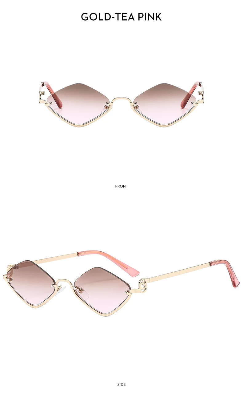 Mode Kleine Polygonale Sonnenbrille Frauen Marke Metall Halb Rahmen Gläser Damen Hipster Sexy Cat Eye Shades Vintage – Detail 15