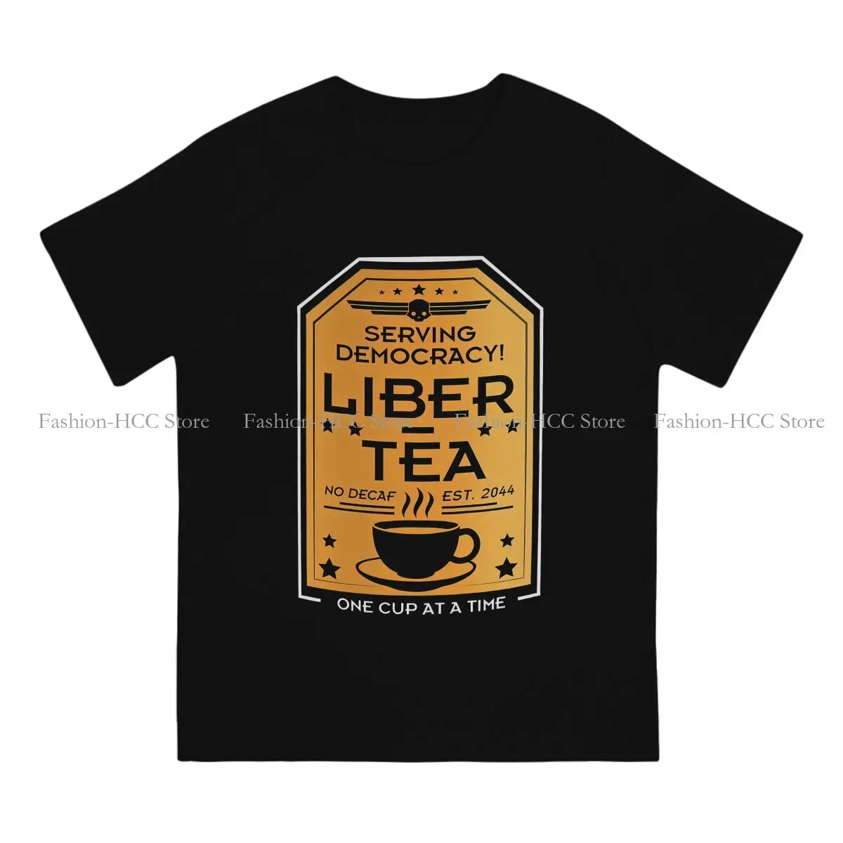 HELLDIVERS Polyester TShirt for Men Serving Democracy Cup Basic Casual Sweatshirts T Shirt High Quality