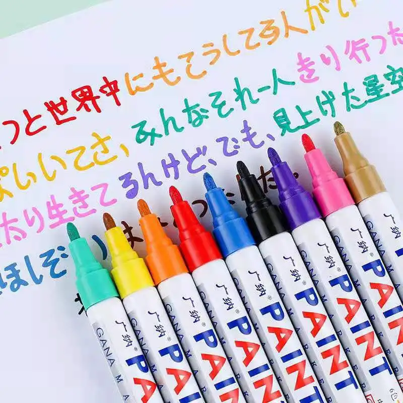 4Pcs ที่มีสีสัน Marker สีกันน้ำสีขาวยางล้อยางผ้าสีโลหะ12สีสีปากกามาร์คเกอร์