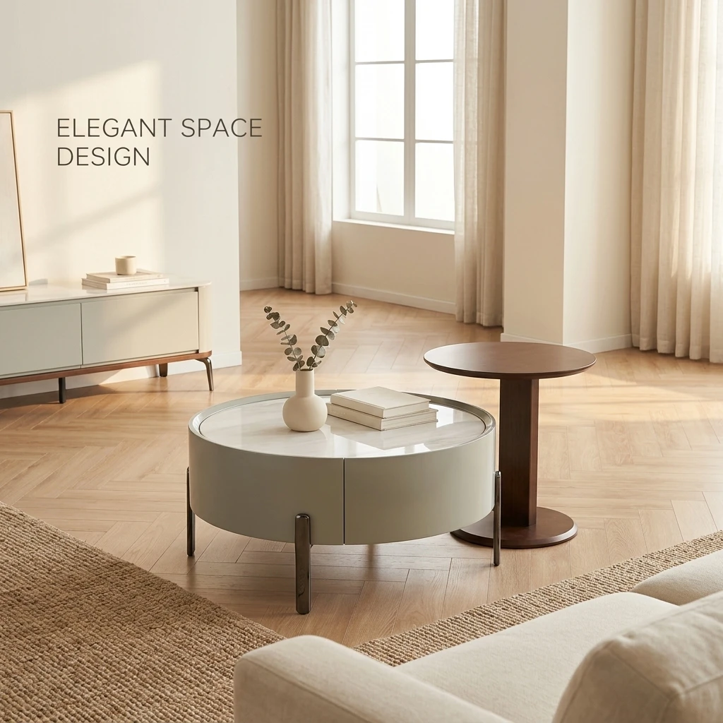 #Modern Two-piece Design, Coffee Table, Wooden Board, Glossy Paint, Easy To Clean