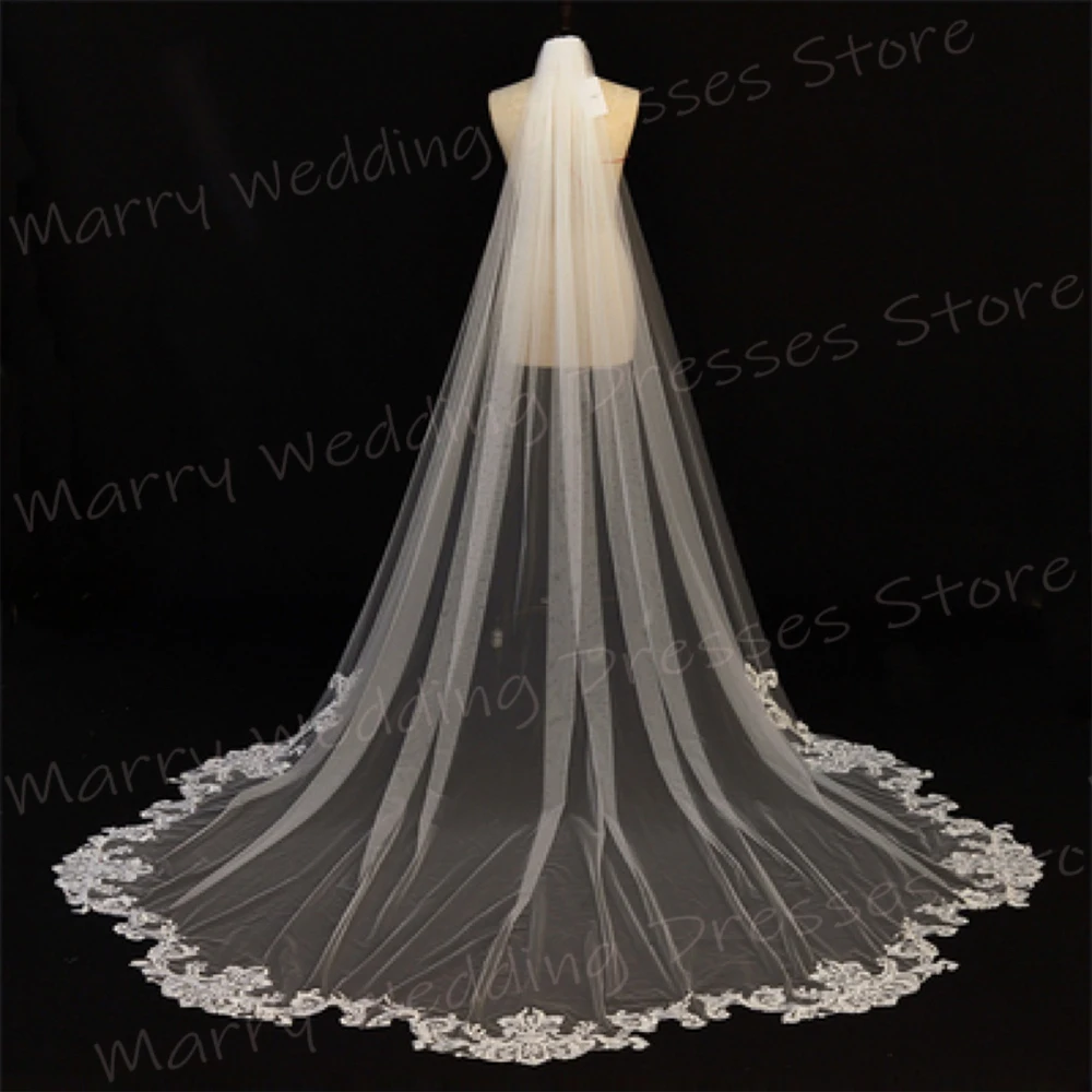 Gorgeous Pretty Women's Wedding Veil Popular Graceful Lace Appliques Modern Fascinating Bridal Veil Cathedral Tocado Novia Boda