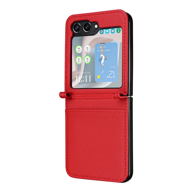 For Samsung Galaxy Z Flip 5 4 3 5G Case Luxury PU Conjoined Leather Card Slots Hard Back Cover For Samsung Z Flip5 Phone Case