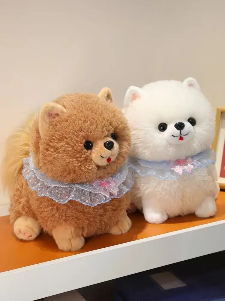 Poupée poméranienne mignonne de Simulation 25/35cm, jouet en peluche fait à la main, dessin animé, oreiller mignon, cadeau d'anniversaire pour enfants