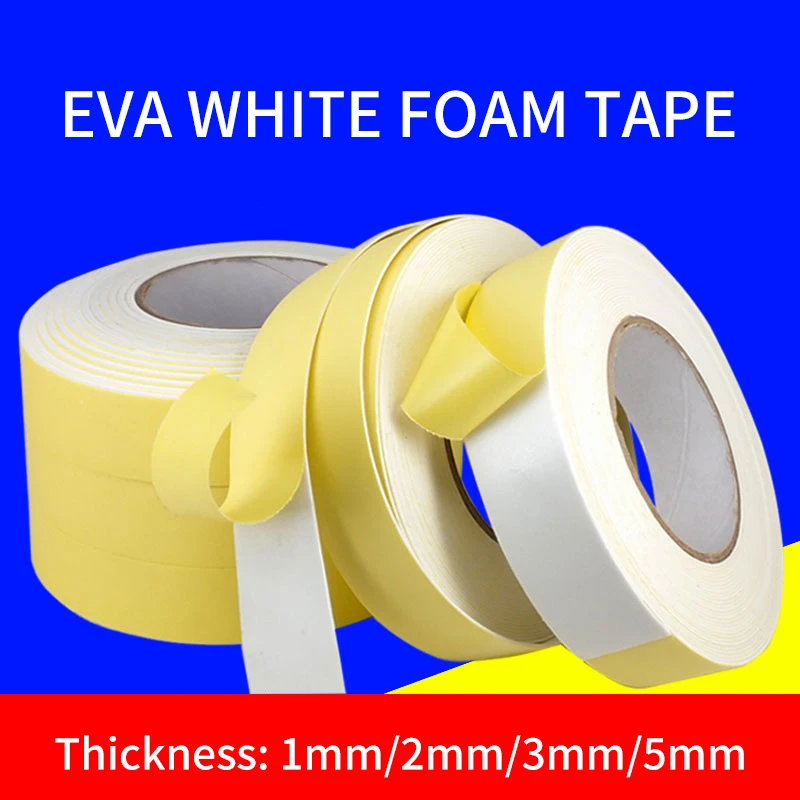 Strong Single-Sided foam Tape adhesion EVA black/white sponge foam rubber tape anti-collision seal strip 1, 2, 3mm thick